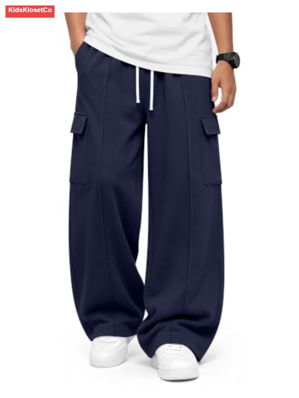 Boys Baggy Cargo Sweatpants with Pockets, 95% Polyester 5% Spandex, Athletic